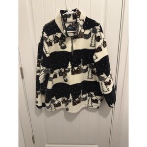 Denali‎ Women's Cozy Fleece Jacket 1/4 Zip Pullover Cabin Theme Size Large
